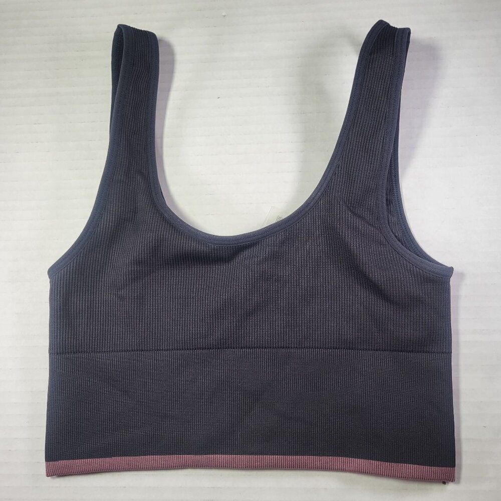 Outdoor Voices Women Pink Trimmed Workout Athletic Ribbed Sports Bra Size XS
